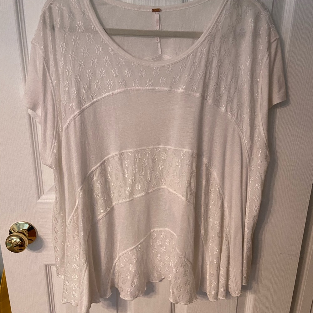 Free People White Floral Top